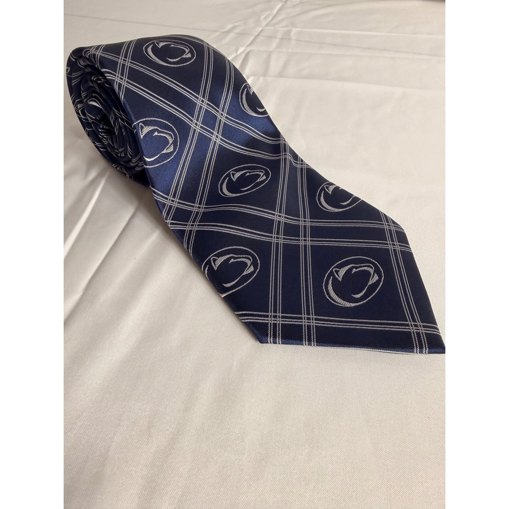 Eagles‎ Wings Penn State Nittany Lions Tie OS Navy Blue Plaid Logo Necktie